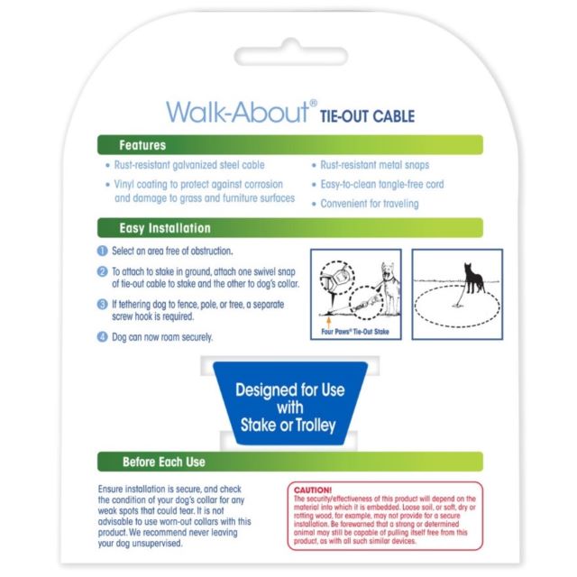 Four Paws Walk-About Medium Weight Dog Tie Out Cable