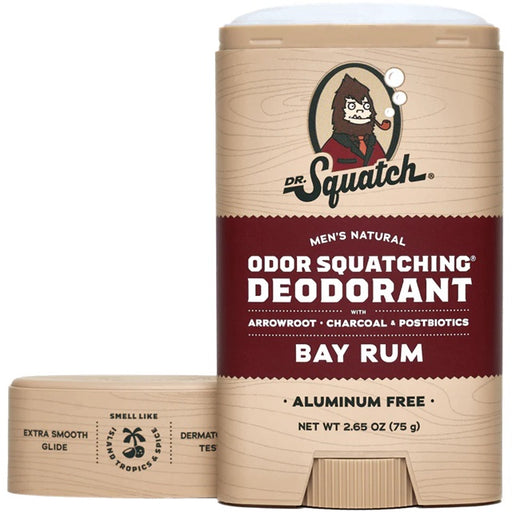 Dr. Squatch Men's Aluminum-Free Natural Deodorant, Bay Rum