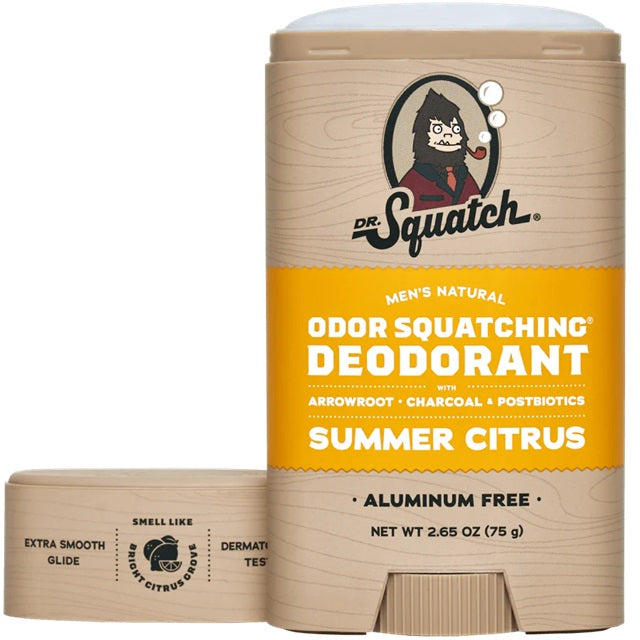 Dr. Squatch Men's Aluminum-Free Natural Deodorant, Summer Citrus