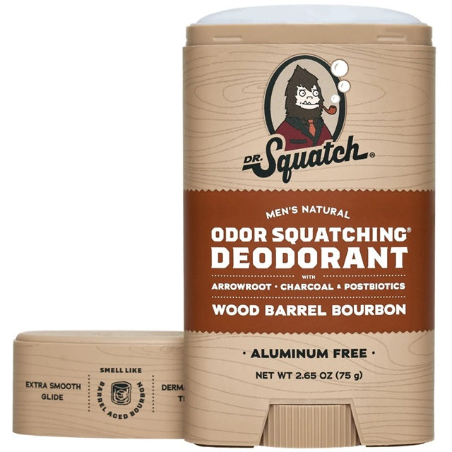 Dr. Squatch Men's Aluminum-Free Natural Deodorant, Wood Barrel Bourbon