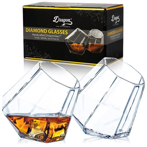Dragon Glassware Diamond Glasses 10 oz, Set of 2