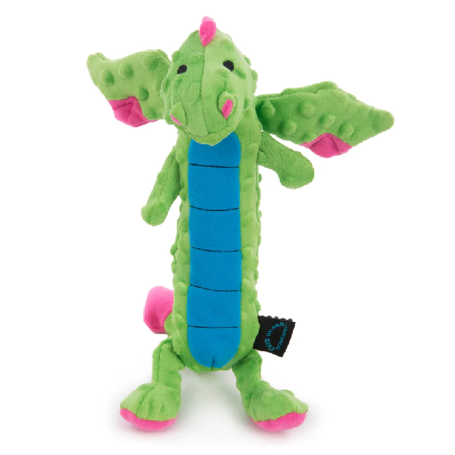 GoDog Dragons Green Skinny Plush Dog Toy
