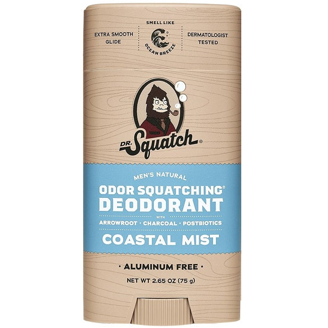 Dr. Squatch Men's Aluminum-Free Natural Deodorant, Coastal Mist