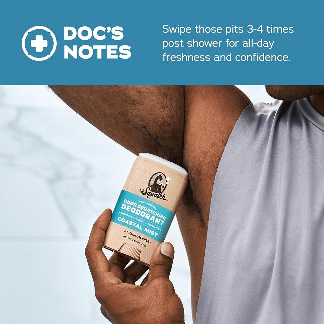 Dr. Squatch Men's Aluminum-Free Natural Deodorant, Coastal Mist