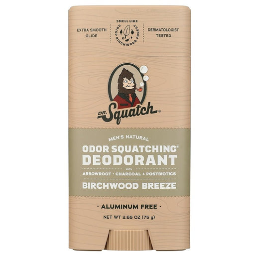 Dr. Squatch Men's Aluminum-Free Natural Deodorant, Birchwood Breeze