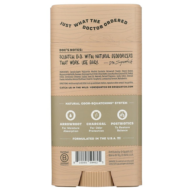 Dr. Squatch Men's Aluminum-Free Natural Deodorant, Birchwood Breeze