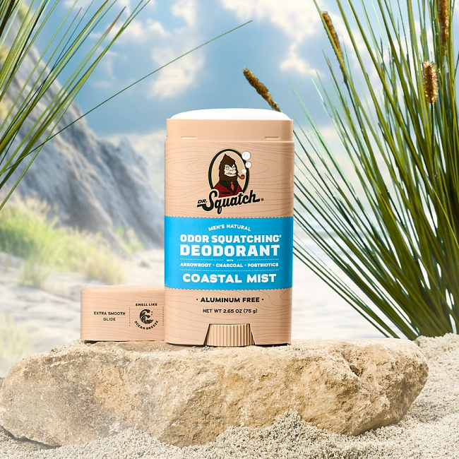Dr. Squatch Men's Aluminum-Free Natural Deodorant, Coastal Mist
