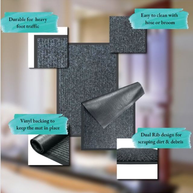 Fanmats Black Ribbed Utility Mat 28" x 18"