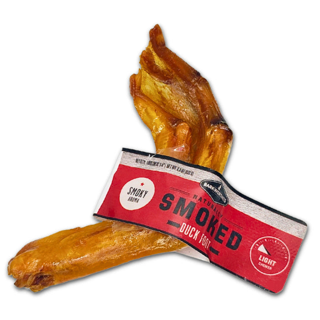 Barkworthies Naturally Smoked Duck Foot Dog Treat - Individual