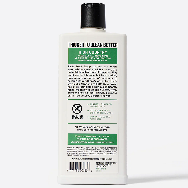Duke Cannon THICK® Body Wash, High Country