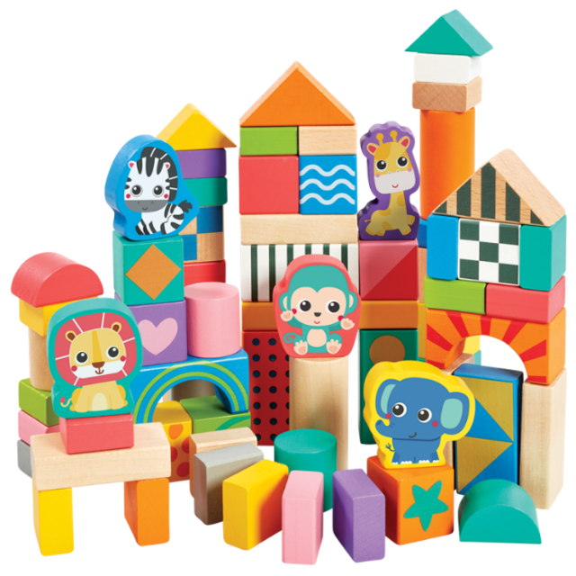 Jasey's Toy Chest 80-Piece Build & Imagine Wooden Blocks