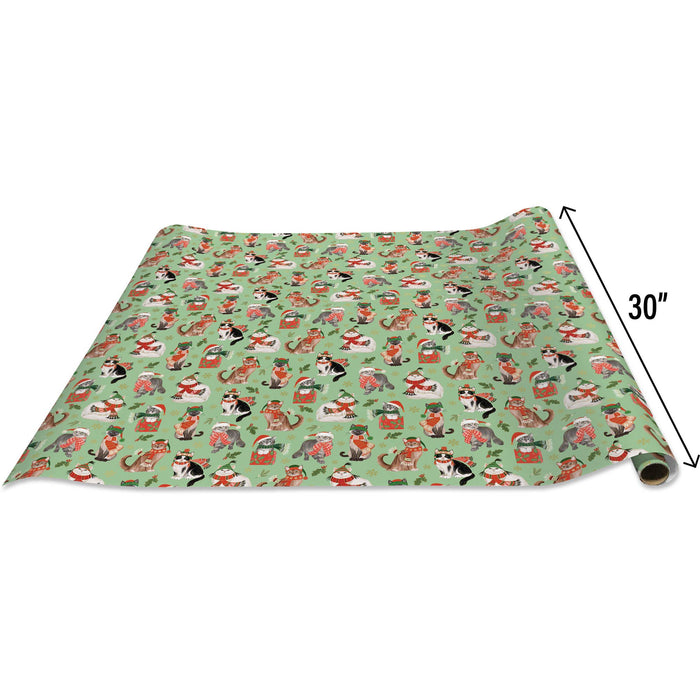 Frolicking Felines Jumbo Holiday Gift Wrap Roll 10' x 30"