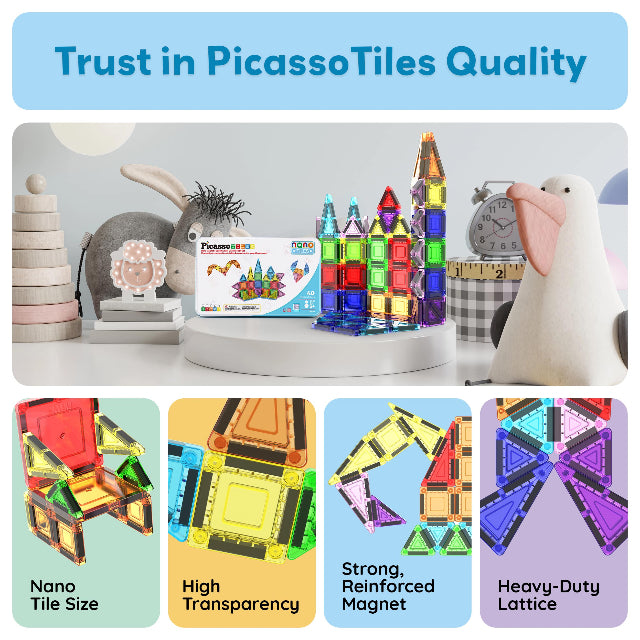 40pc Nano Magnetic Building Tiles Construction Travel Set
