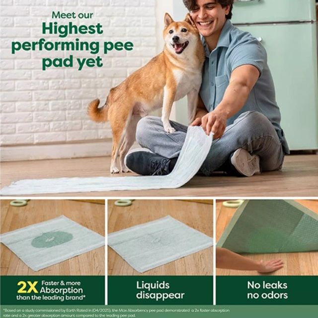 Earth Rated Max Absorbency Leak-Proof Dog Pee Pads, Large (22" x 23")