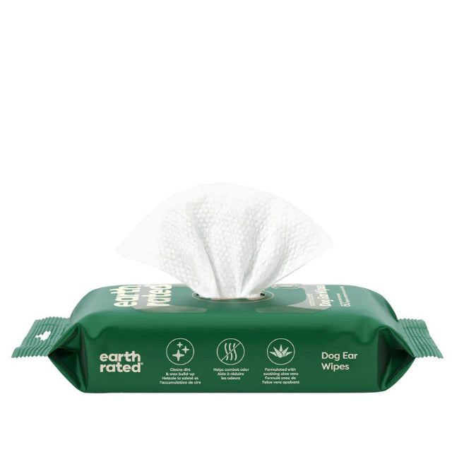 Earth Rated Hypoallergenic Pet Ear Wipes Wild Oat Scent, 60 count