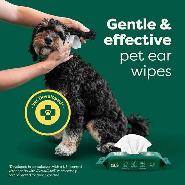 Earth Rated Hypoallergenic Pet Ear Wipes Wild Oat Scent, 60 count