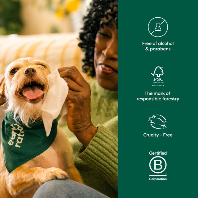 Earth Rated Hypoallergenic Pet Ear Wipes Wild Oat Scent, 60 count