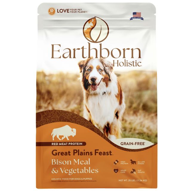 Earthborn Holistic Great Plains Feast Bison Meal & Vegetables Grain-Free Dry Dog Food 25-lb