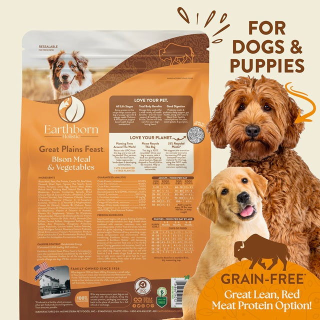 Earthborn Holistic Great Plains Feast Bison Meal & Vegetables Grain-Free Dry Dog Food 25-lb