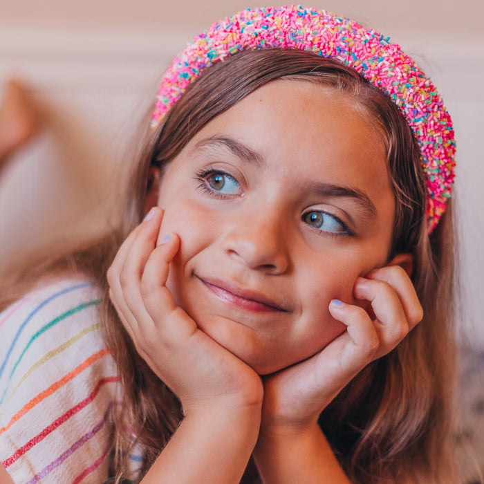 Chunky Puffy Sprinkles Headband, Light Blue