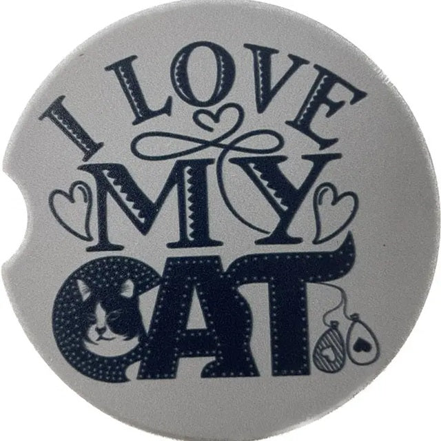 I Love My Cat Car Coaster