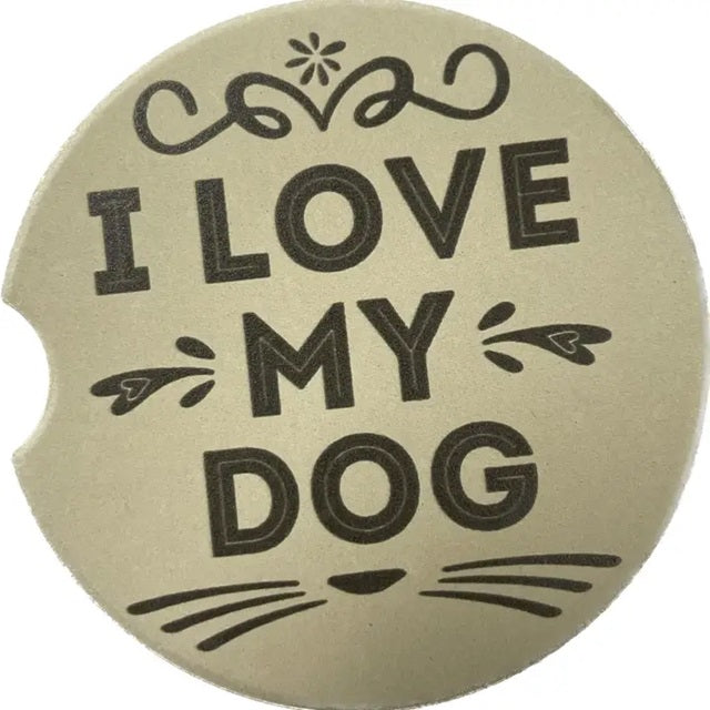 I Love My Dog Car Coaster