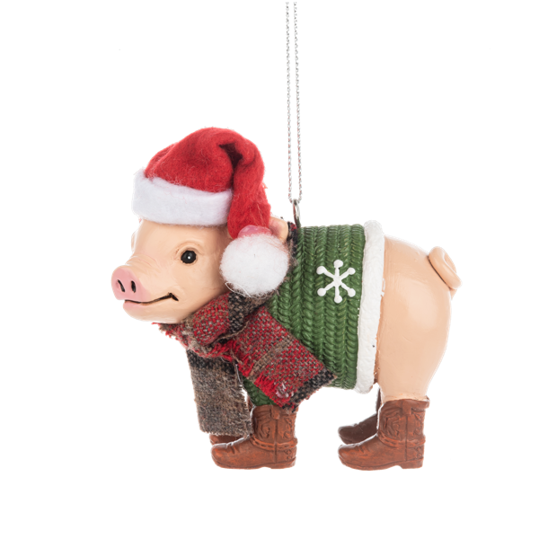 Farm Animal in Santa Hat Ornament - Assorted