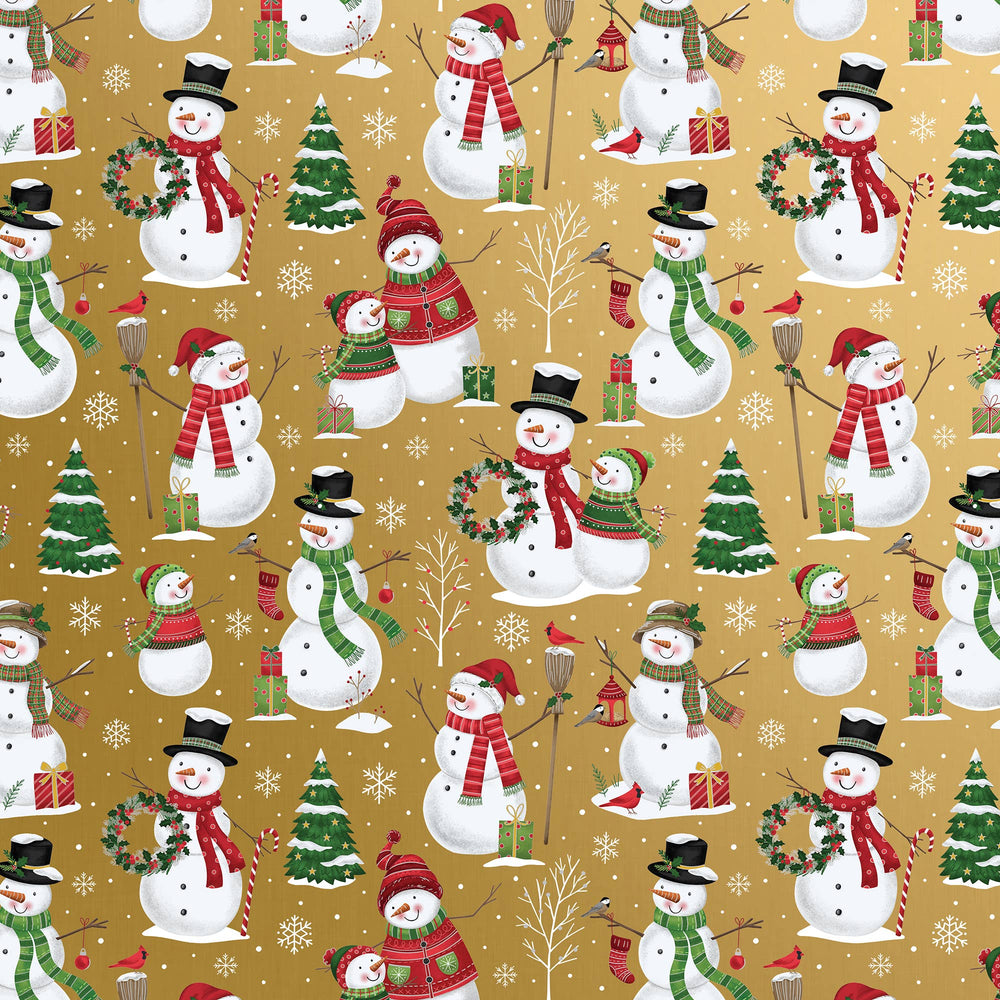 Snowman Family Jumbo Holiday Gift Wrap Roll 10' x 30"