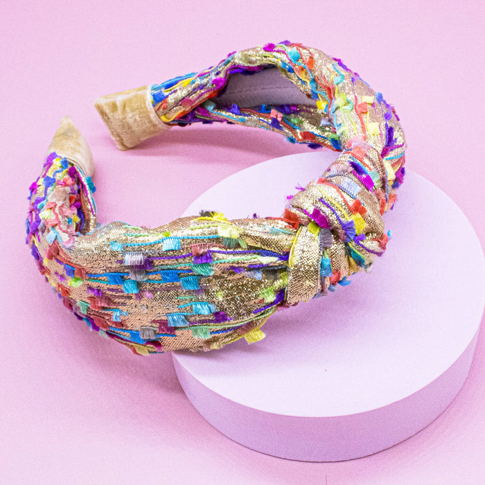 Gold Confetti Knot Headband