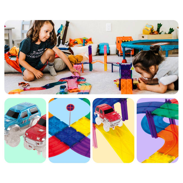 PicassoTiles 30pc Magnetic Race Track Building Set