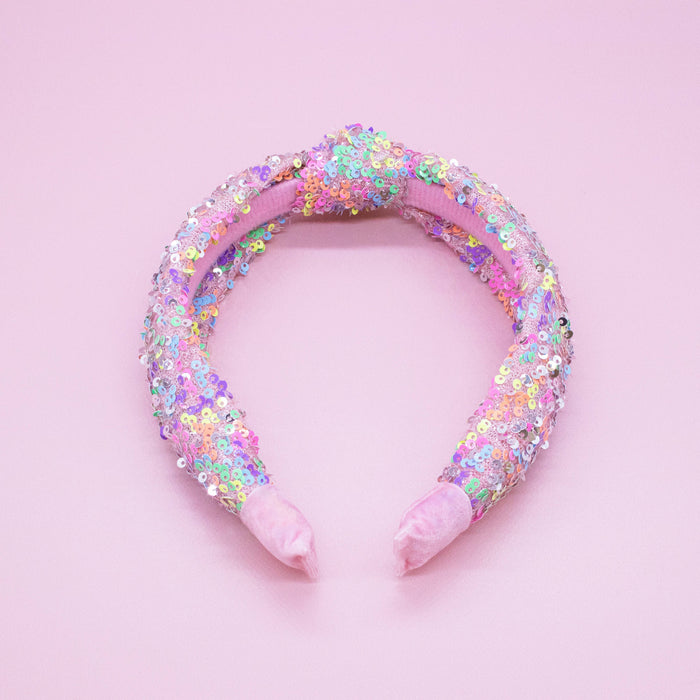 Rainbow Sparkly Sequin Knot Headband