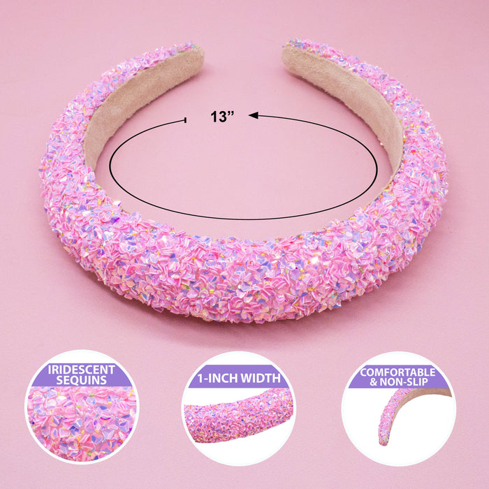 Chunky Padded Sparkly Headband, Assorted Colors