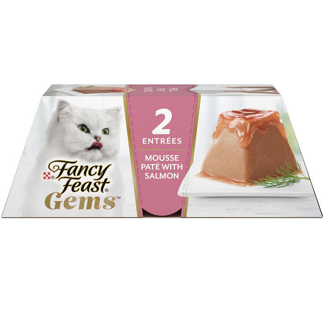 Fancy Feast Gems Mousse Salmon Pate Grain-Free Wet Cat Food, 2-oz tray