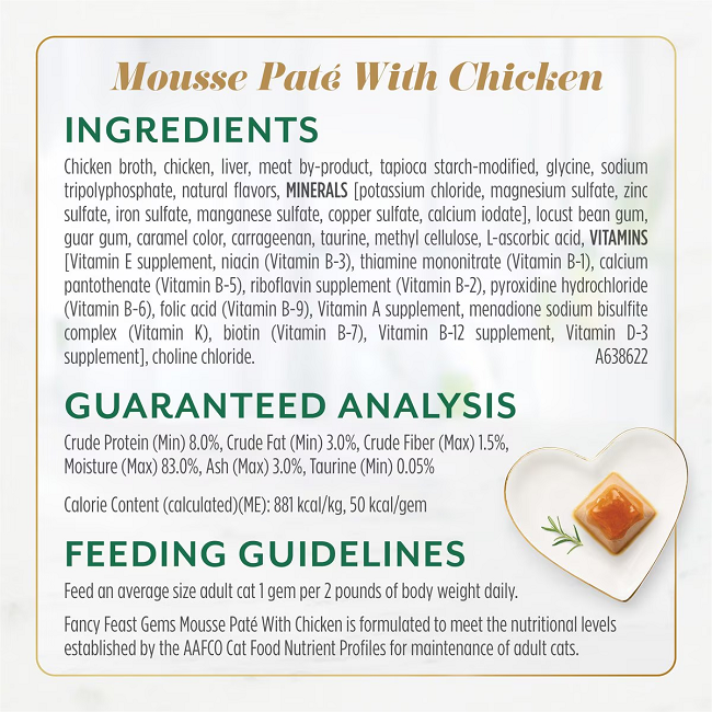 Fancy Feast Gems Mousse Chicken Pate Grain-Free Wet Cat Food, 2-oz tray