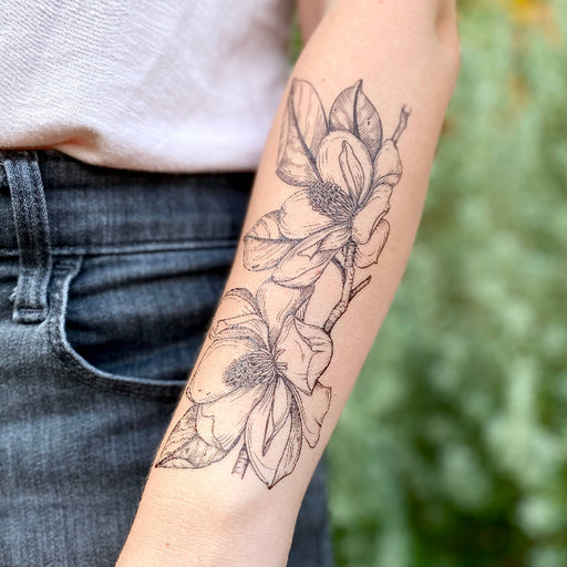 Magnolia Flower Temporary Tattoo