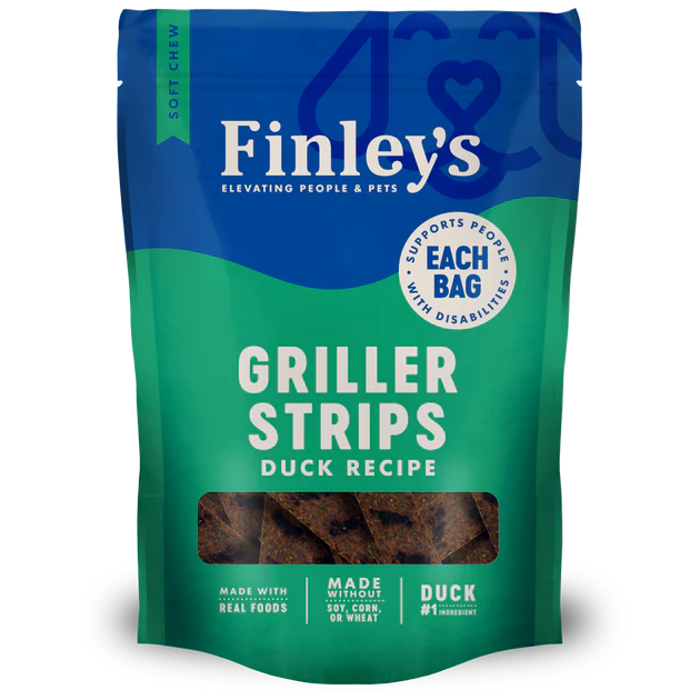 Finley's Duck Recipe Griller Strips Soft & Chewy Dog Treats 14.5 oz.