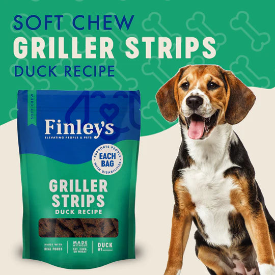 Finley's Duck Recipe Griller Strips Soft & Chewy Dog Treats 14.5 oz.