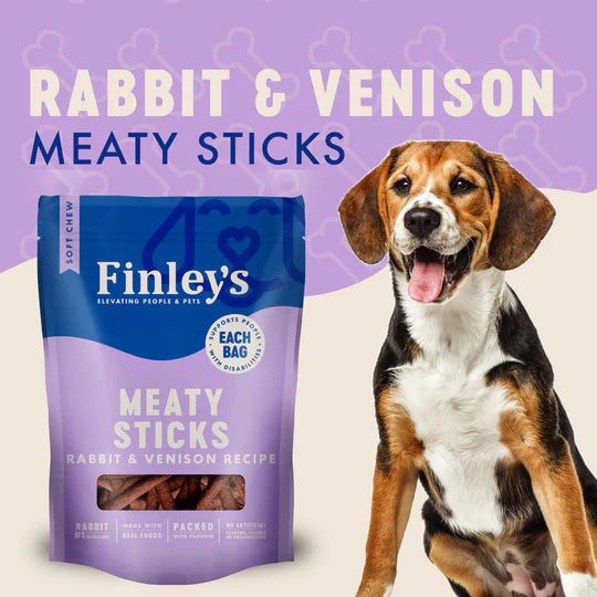 Finley's Rabbit & Venison Recipe Meaty Sticks Soft & Chewy Dog Treats 5 oz.