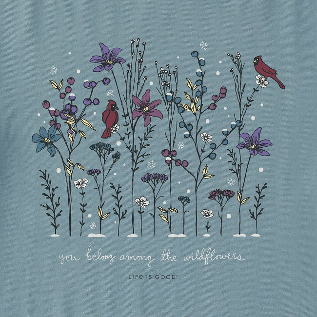 Life Is Good Women's Cardinal Wildflowers Long Sleeve Snuggle Up Sleep Tee