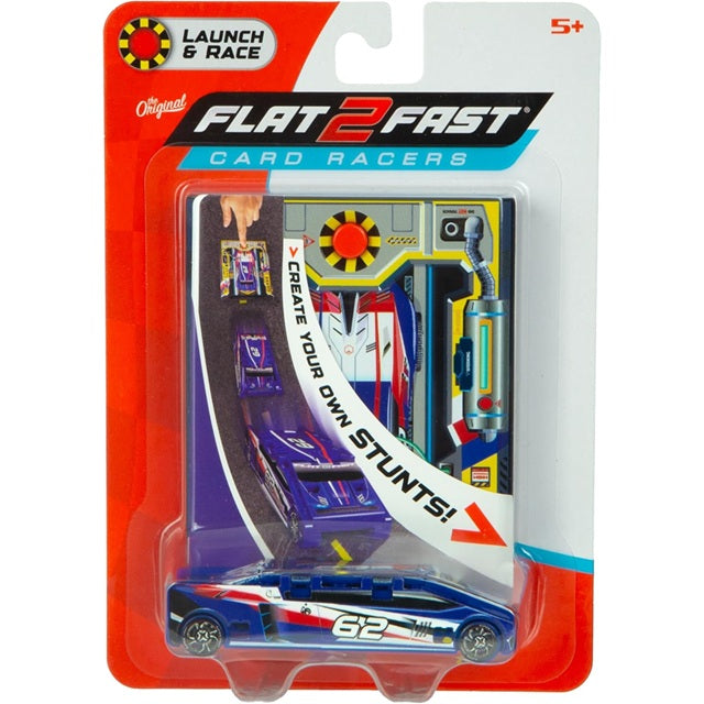 Flat 2 Fast STUNT Card Racer with Pocket Launcher, Assorted