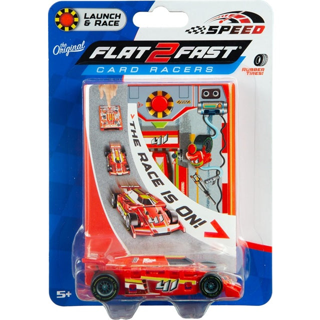 Flat 2 Fast SPEED Card Racer with Pocket Launcher, Assorted