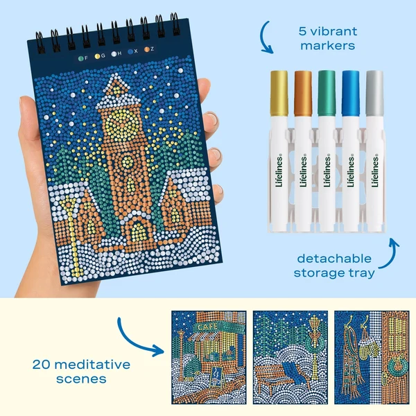 Lifelines FlowArt® Mini: Dot-by-Letter Frosted Village - Metallic Ink, Holiday 2026 Collection