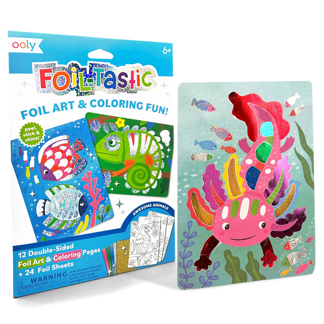 Foil-tastic Foil Art & Coloring Set - Awesome Animals - 12 Pages 24 Foil Sheets
