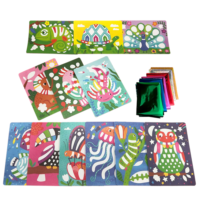 Foil-tastic Foil Art & Coloring Set - Awesome Animals - 12 Pages 24 Foil Sheets