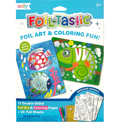 Foil-tastic Foil Art & Coloring Set - Awesome Animals - 12 Pages 24 Foil Sheets