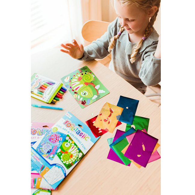 Foil-tastic Foil Art & Coloring Set - Whimsical World - 12 Pages 24 Foil Sheets