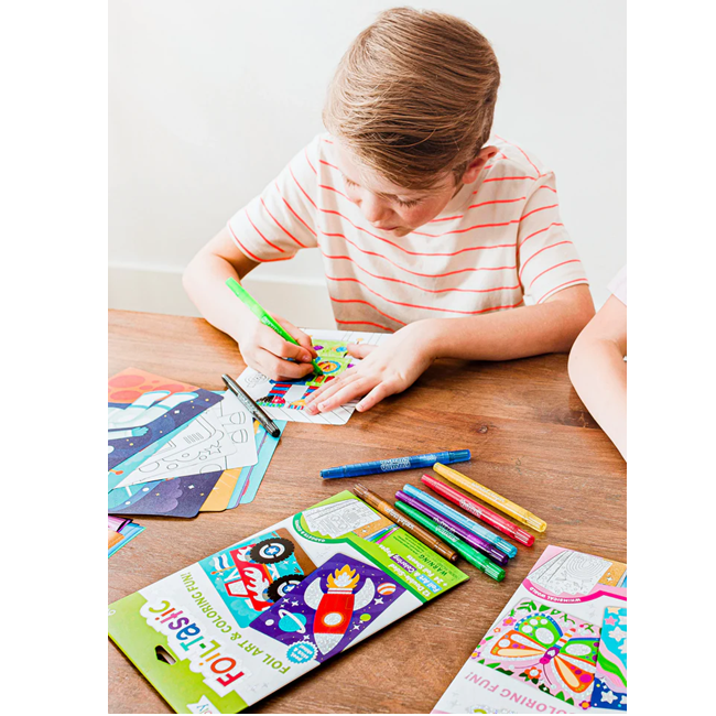 Foil-tastic Foil Art & Coloring Set - Gadgets & Gizmos - 12 Pages 24 Foil Sheets