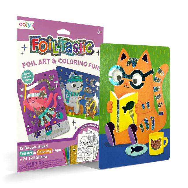 Foil-tastic Foil Art & Coloring Set - Meow Moments - 12 Pages 24 Foil Sheets