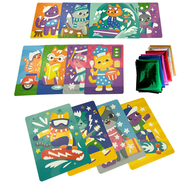 Foil-tastic Foil Art & Coloring Set - Meow Moments - 12 Pages 24 Foil Sheets