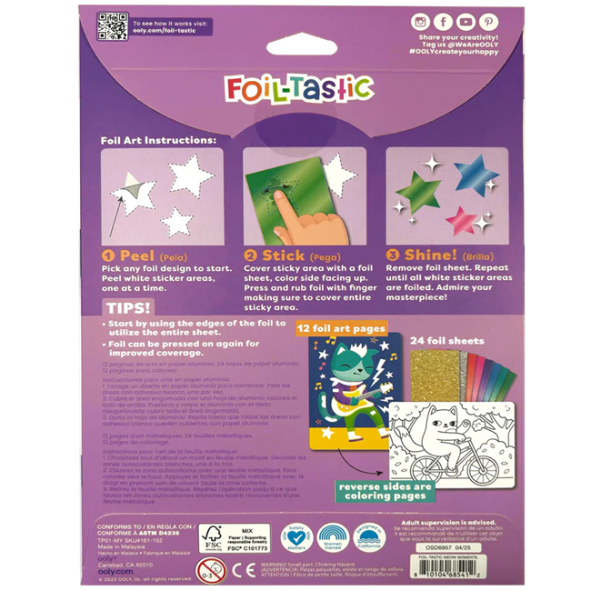 Foil-tastic Foil Art & Coloring Set - Meow Moments - 12 Pages 24 Foil Sheets